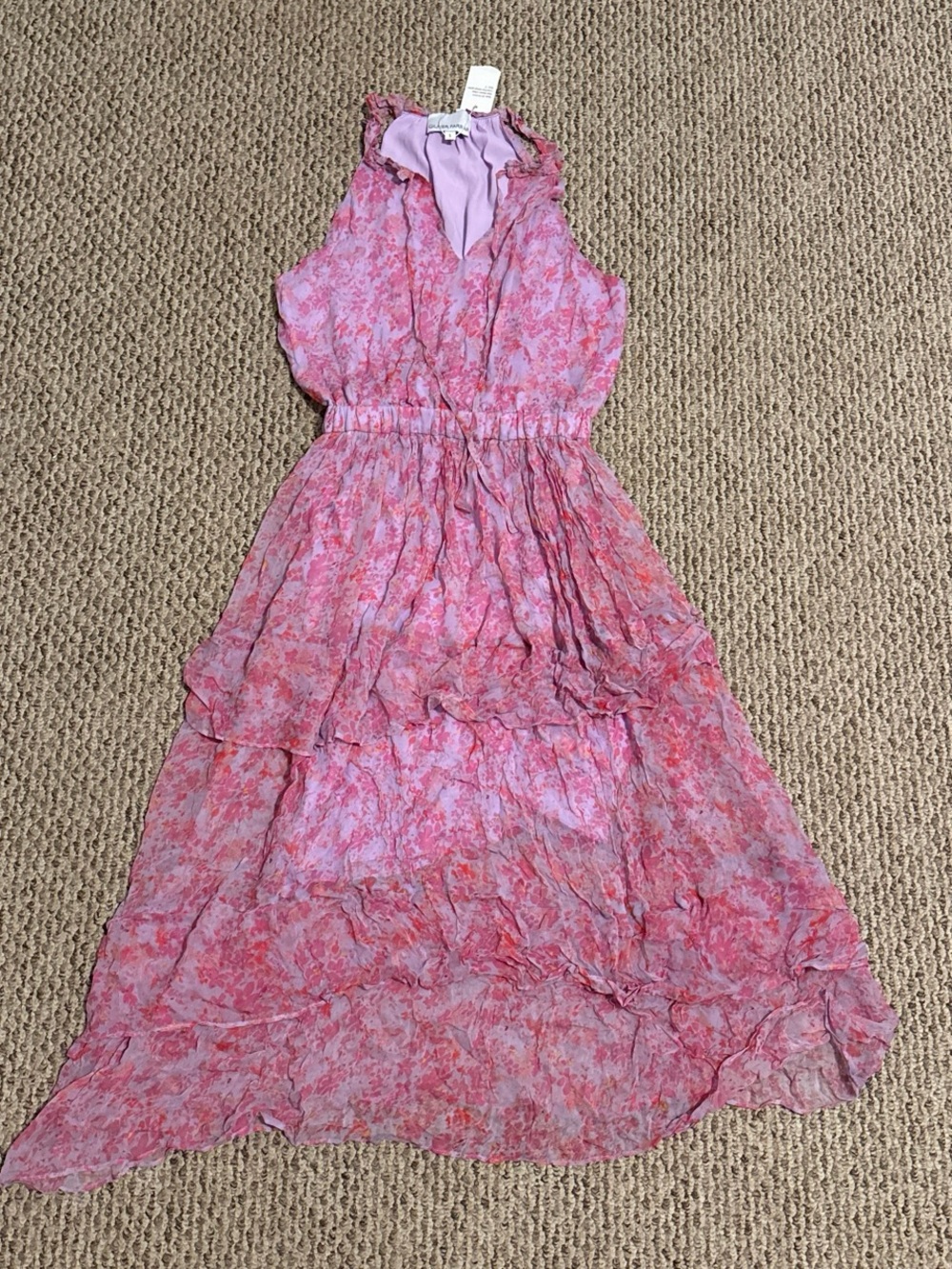 Gilner Farrar Pink Floral Tiered Maxi Dress